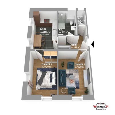 Provisionsfrei+++Modernisierte 2-Zimmer-Wohnung in Lauchheim+++