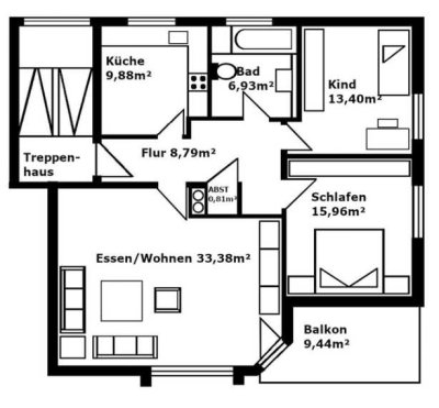 Helle 3-Zimmer-Wohnung in Eisingen