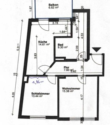 Sanierte 2-Zi Altbau-Whg., hell, ruhig, Balkonoase im 3. OG in Linden-Nord