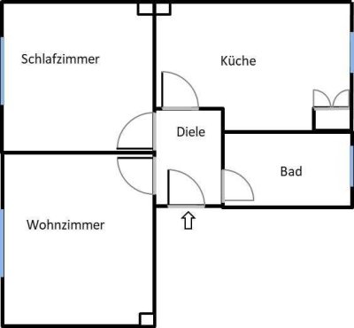 Vollständig renovierte helle 2-Raum-Wohnung