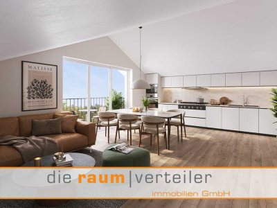 VERKAUFT: großzügige 3 Zimmer Neubau Dachgeschoss Whg. mit Balkon nach Westen, Baubeginn März 2025
