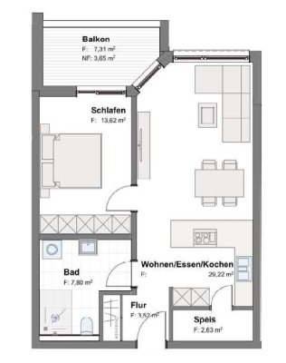 Wunderschöne 2-Raum-Wohnung im Neubau mit EBK in Achstetten