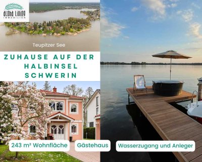 Einzigartige Aussichten von der Halbinsel Schwerin - Villa mit Bootsanleger am Teupitzer See