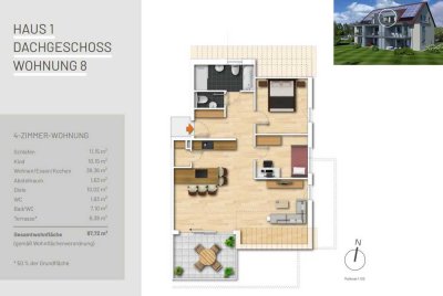 Über den Dächern von Weilstetten - Moderne 3,5-Wohnung im Dachgeschoss Haus1 Wohnung 8