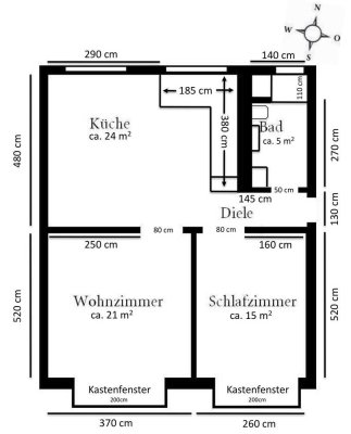 Modern geschnittene 2 Zi.-Wohnung mit Stellplatz in verkehrsberuhigter Einbahnstraße