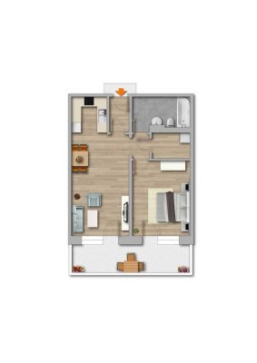 Moderne 2-Raum-Wohnung mit großem Balkon / Erstbezug nach Sanierung