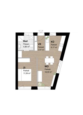 Moderne 2-Zimmer-Wohnung mit Einbauküche