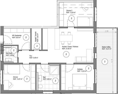 Erstbezug: exklusive 4-Zimmer-Erdgeschosswohnung mit Balkon in Karlsbad (Spielberg)