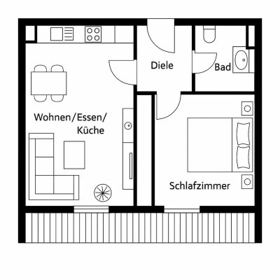 Renovierte 2-Zi.-Wohnung mit EBK, Stellplatz & Spitzboden im Grünen