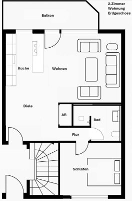 Renovierte 2-Zimmer-Wohnung an ruhiger Lage mit Südausrichtung