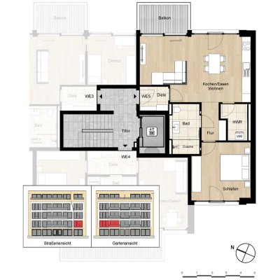 Whg. 5: 2 Zimmer im 1. OG - rechts