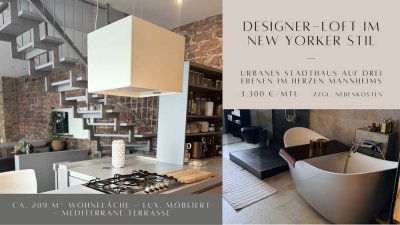 3,5 Zimmer Designer-Loft auf 3 Etagen - exkl. möbliertes Stadthaus mit Terrasse im Herzen Mannheims