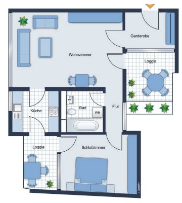 Renovierte 2-Zimmer-Wohnung mit 2 Balkonen und Einbauküche in Kaiserslautern