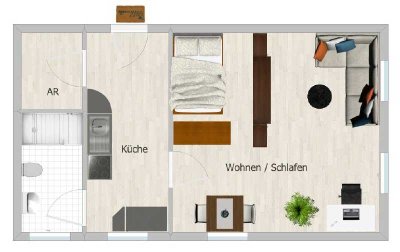 Komplett möblierte Singlewohnung in Lauenhain!