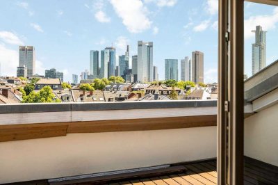 Skylineblick statt Aufzug:Rückzugsort über den Dächern Frankfurts