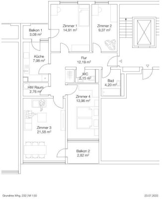 Stilvolle, modernisierte 4-Raum-Wohnung mit EBK in Waiblingen