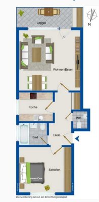 Geschmackvolle, vollständig renovierte 2-Raum-Wohnung mit Balkon in Mülheim an der Ruhr