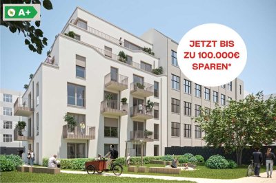 Traumhafte 4 Zi.-Wohnung mit Dachterrasse, Energieeffizienz A+, im ruhigen&sonnigen Innenhof