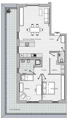 Penthaus: moderne 3-Zimmer-Wohnung in Hargesheim mit Balkon und Tiefgaragenstellplatz