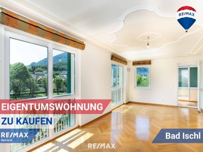 Exklusives Wohnen im Herzen von Bad Ischl – Wunderschöne Eigentumswohnung am Traunfluss mit zwei Loggien, Atelier &amp; Stellplatz im ebenerdigen Parkhaus