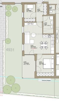 2,5-Zimmer Erdgeschosswohnung mit Südterrasse
