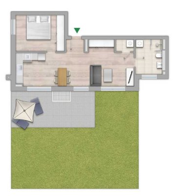 Neubau: Helle Erdgeschosswohnung mit Terrasse, Garten und Tiefgaragenstellplatz