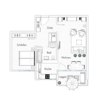 Helle 2 Zimmerwohnung in ruhiger Lage in Ottobrunn