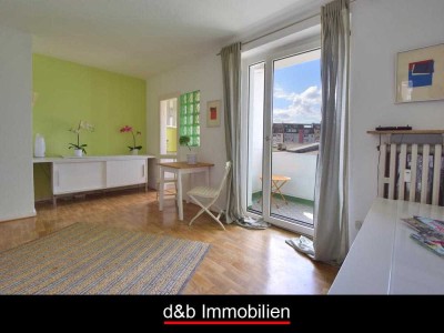 Zentral aber ruhig: 1 Zi-Wohnung mit sonniger Loggia im beliebten Trend-Viertel Pempelfort.