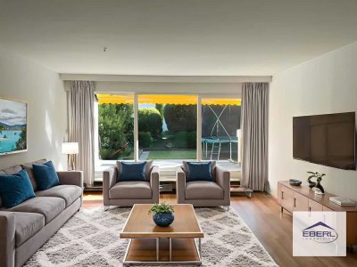 Ruhige, helle Split-Level-Wohnung, 3 bis 4 Zimmer, zwei Terrassen und Garten