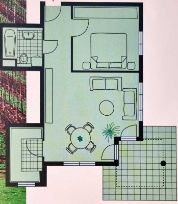 Helle 2-Zimmer-Erdgeschosswohnung mit Terrasse und Gartenanteil
