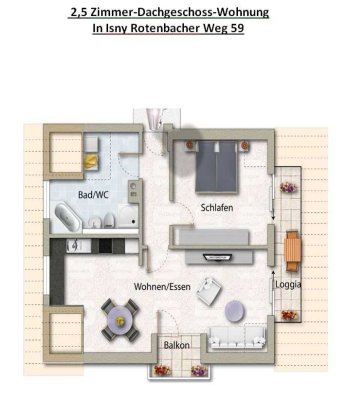 2,5-Zimmer Dachgeschosswohnung in Isny im Allgäu