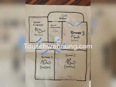 Tauschwohnung: Zentrale 3-Zimmer-Whg für 4+-Zimmer