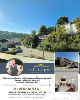 Eigentumswohnung mit Terrasse und Duplexgarage in Passau Haidenhof nähe Uni