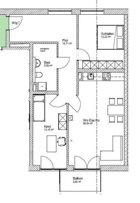 3 ZKB 1. Stock mit Balkon Zentrumsnah - Neubau