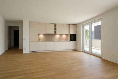 Helle 2-Raum-Neubauwohnung mit sonnigem Balkon und hochwertiger Einbauküche an den Elbbrücken