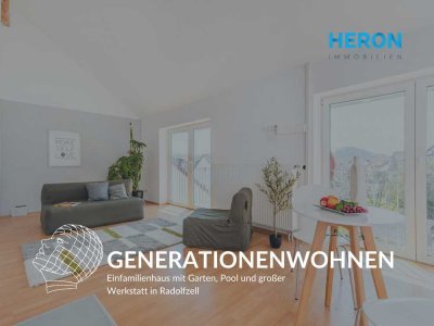 GENERATIONENWOHNEN - Einfamilienhaus mit Garten, Pool und großer Werkstatt in Radolfzell