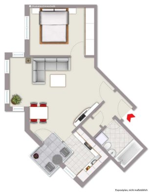 Schöne 2-Zimmer-Wohnung mit Wintergarten in Top Lage in Neuss Zentrum