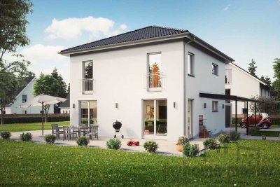 Ein neues Haus mit voller Fantasie, mit neuen Formen und Farben in Prybaum