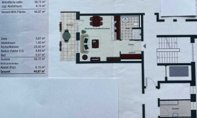 Neuwertige Einzimmerwohnung mit EBK, Balkon  und Stellplatz in Ober-Ramstadt