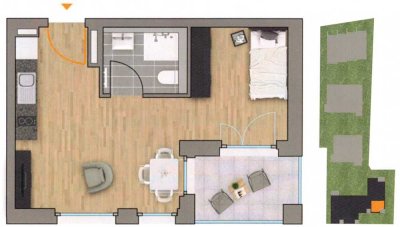 Stilvolle 1-Zimmer-Wohnung in Asperg - Erstbezug mit Balkon und Einbauküche.