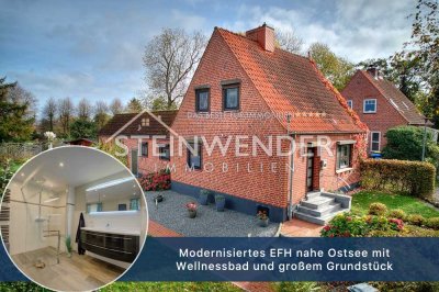 Modernisiertes EFH nahe Ostsee mit Wellnessbad und großem Grundstück