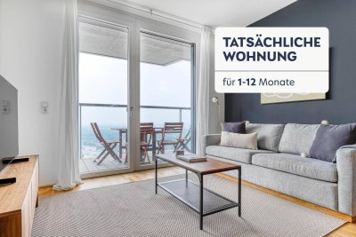 Marinatower: U2 Donaumarina, 2Zi mit Balkon mit Ausblick auf Donau, Gym, Sauna, Shops im Tower(VIE140)