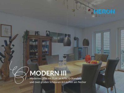 MODERN III - Modernes 2FH mit ELW im KfW70-Standard und zwei großen Scheunen in Lauffen am Neckar