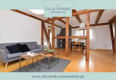 Stilvolle, große Fachwerk-Maisonette-Wohnung mit großer Terrasse, eigenem Eingang + Mini-Garten...