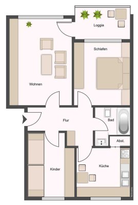 Telgte: Helle 3-Zimmer-Wohnung mit attraktivem SW-Balkon