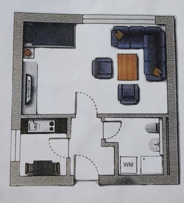 Helle 1,5-Zimmer Wohnung, 2. OG, Senden-Ay, inklusive Parkplatz