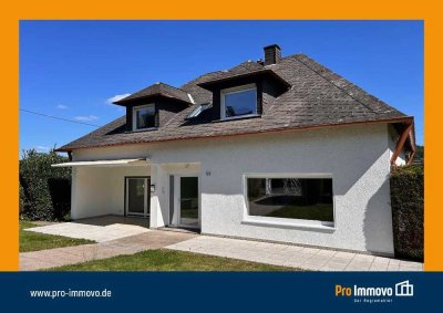 Ehem. Architektenvilla mit Kaminofen, neuen Bädern, Pool, drei Garagen und Gartenwohnung