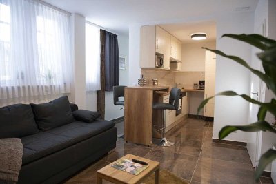 Möblierte 2-Zimmer-Wohnung in Seligenstadt mit Blick auf das Kloster