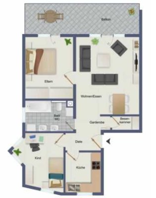 Schöne, gepflegte 3-Zimmer-Wohnung mit Einbauküche in Oppenheim