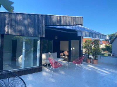 Möblierte Penthouse-Wohnung mit Dachterrasse in Stararchitektengebäude, Lichterfelde Steglitz